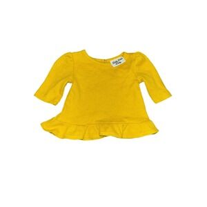 Little Lass Baby Yellow Ruffled Ruffle Top Shirt Long Sleeve 0-3 Mos.